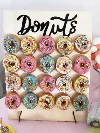 1pc Wood Donut Storage Stand, Modern Letter Graphic Cake Stand For Party | SHEIN