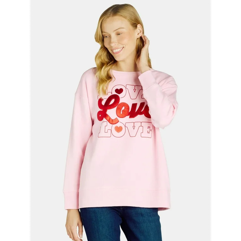 Valentine’s Day Women's Graphic Sweatshirt from Way to Celebrate, Sizes S-XXXL | Walmart (US)