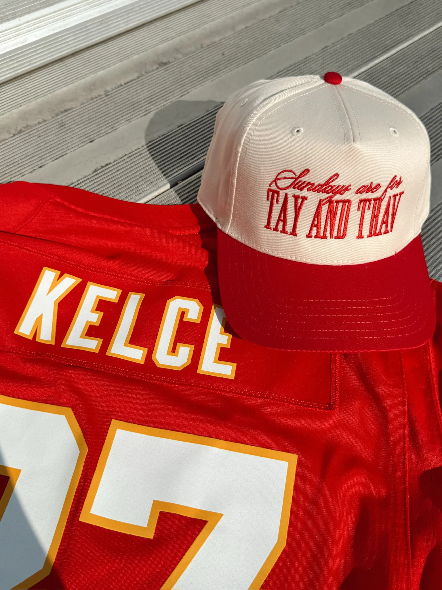 Sundays Are For Tay + Trav - Red Vintage Trucker Hat | KenzKustomz