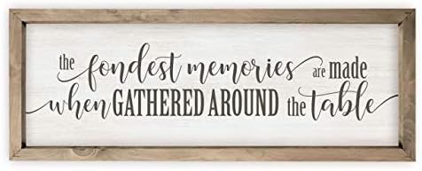 The Fondest Memories are Made Gathered at The Table Rustic Wood Sign 6x18 (Frame Included) | Amazon (US)