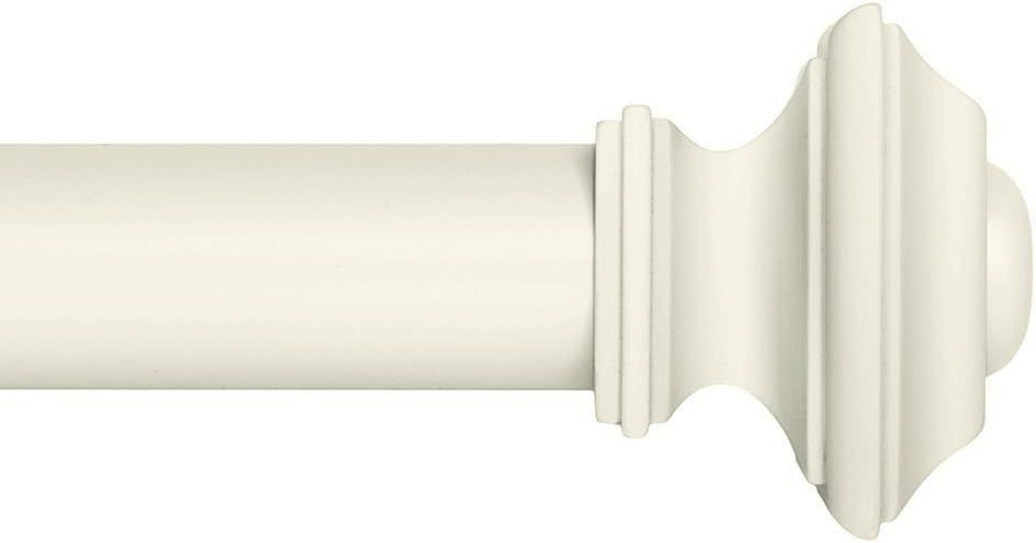 Ivilon Drapery Window Curtain Rod Set - Square Design 1 1/8 Rod. 72 to 144 Inch. Ivory / White | Amazon (US)