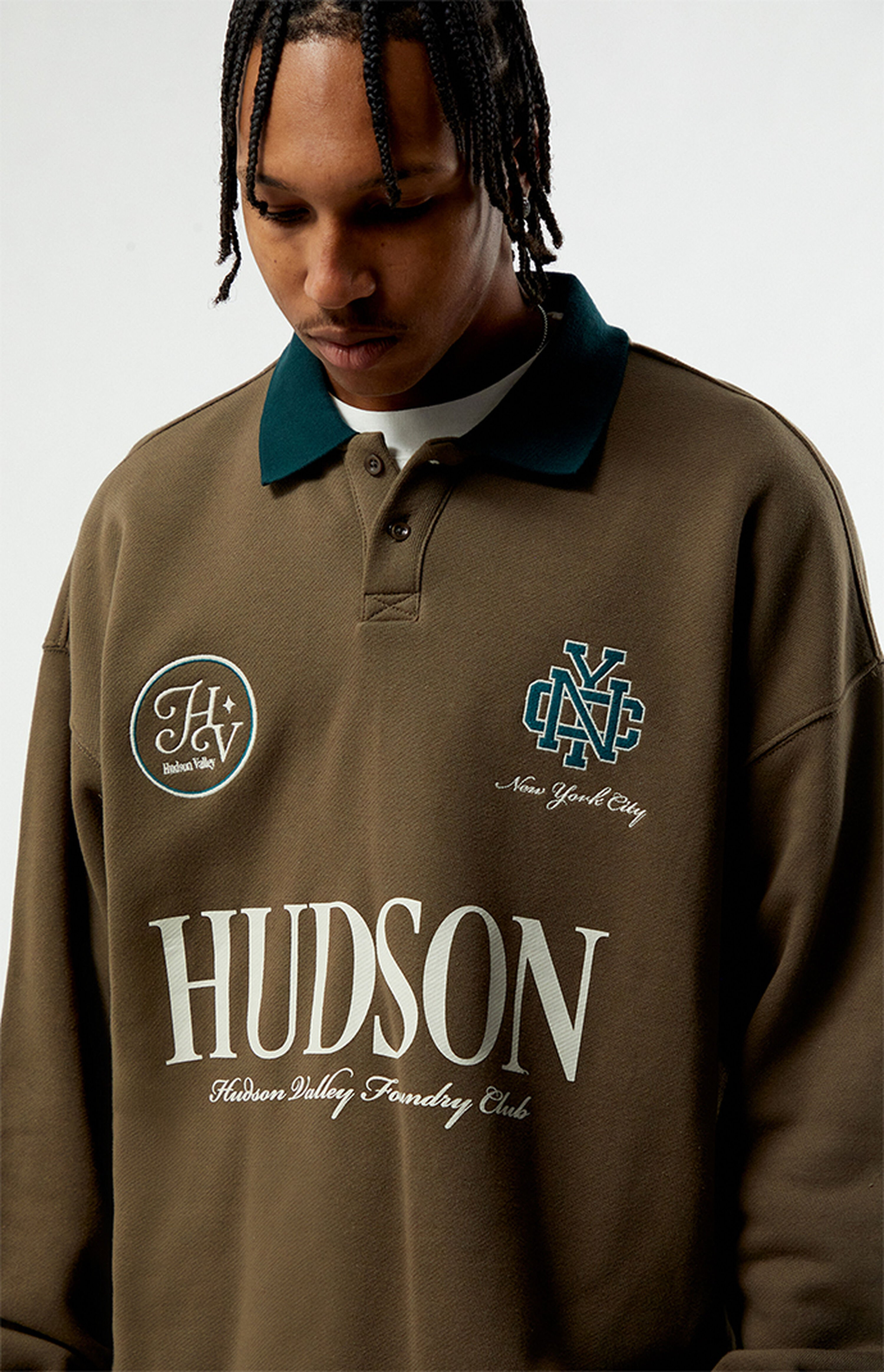 Pacsun Brown Hudson Long Sleeve Rugby Polo Shirt | PacSun