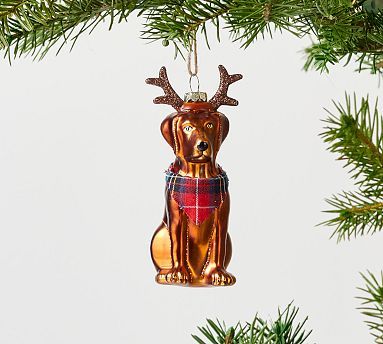 Dog with Antlers and Scarf Ornament | Pottery Barn (US)