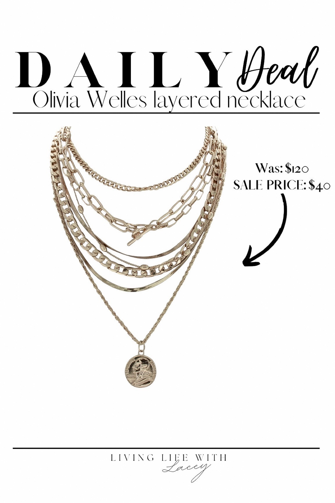 DAILY DEAL ‼️🚨: Olivia Welles layered necklace! Original $120 now only $39 (66% off!) also comes in silver. | jewelry finds | designer sale finds 

#looksforless #layerednecklace #jewelry #salefinds #chic 

#LTKsalealert #LTKCyberWeek #LTKfindsunder50