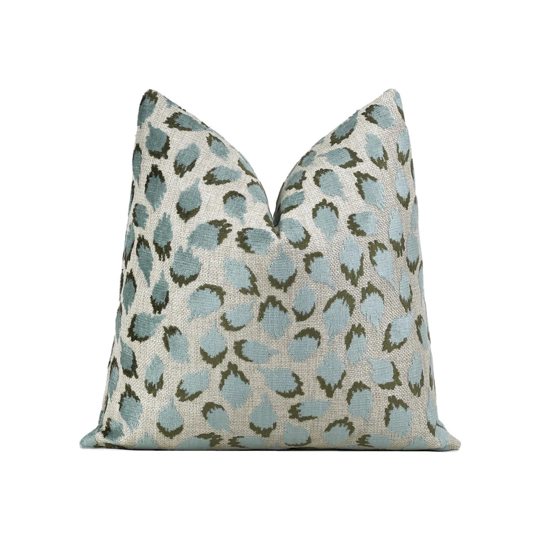 Aqua Green Velvet Pillow Cover Ocelot Designer Velvet Throw Pillow Cover 18x18, 20x20, 22x22, 24x... | Etsy (US)