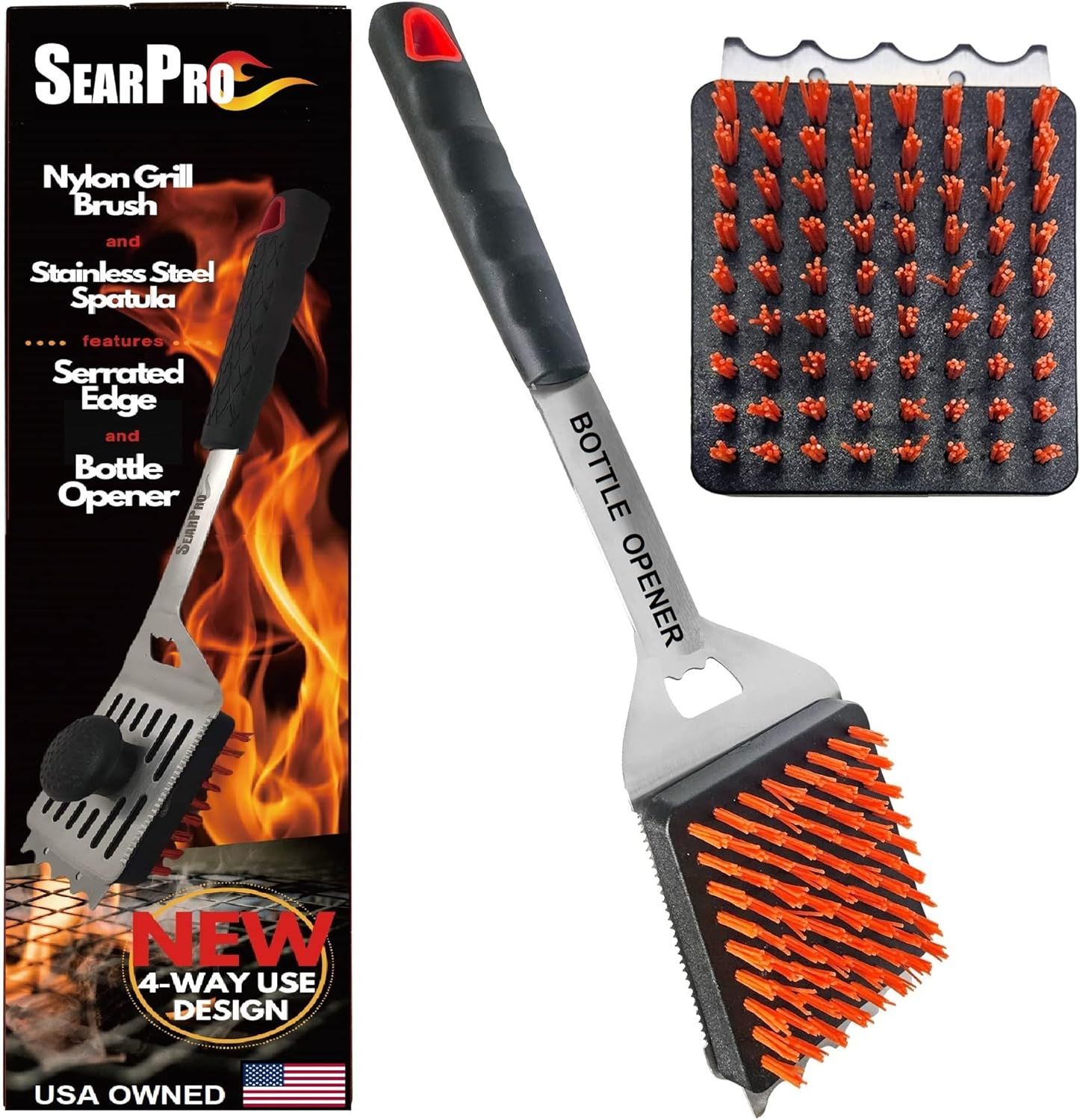SearPro 4-in1 Grill Brush BBQ Cleaner Scraper Barbecue Tool Accessories Kit Heat Resistant Nylon ... | Amazon (US)