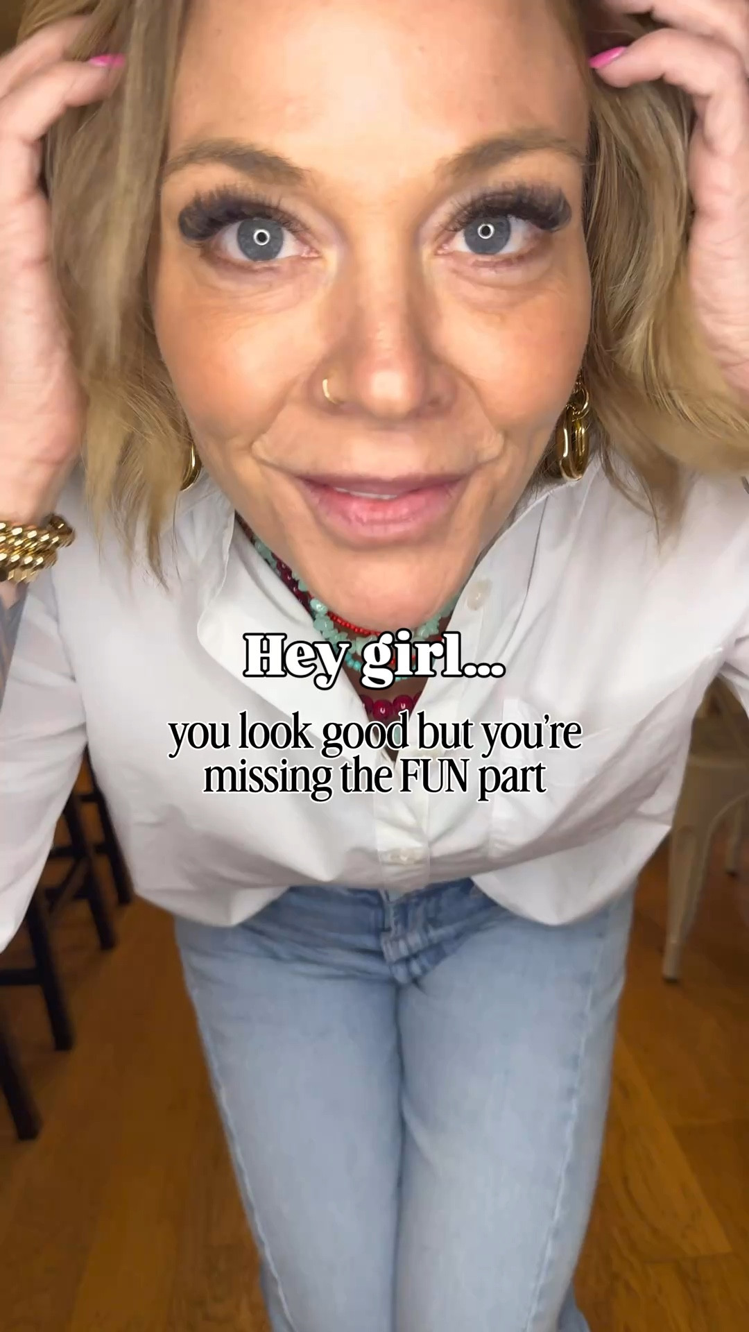 your outfit isn’t boring 🥱 … you just stopped too early😱

jeans + white button up = a good start👍
but the magic is always in the extras
🌈a pop of color
💄a bold lip
😎a little edge
that’s the difference between getting dressed… and having style😎✌️

💖save this for the next time your outfit feels “off”
.
.
.
millennial mom style, everyday outfit ideas, how to style a white button up, casual chic outfits, elevated basics outfit, simple outfit ideas for women, how to make outfits look better, outfit styling tips, how to add personality to outfits, effortless style for women, what to wear with jeans, casual mom outfits, spring outfit ideas 2026, how to accessorize outfits, outfit ideas for busy moms, real life outfits for women, wearable everyday fashion, style tips for women over 35, modern millennial style, how to look put together casually

#LTKootd #LTKOver40 #LTKgrwm