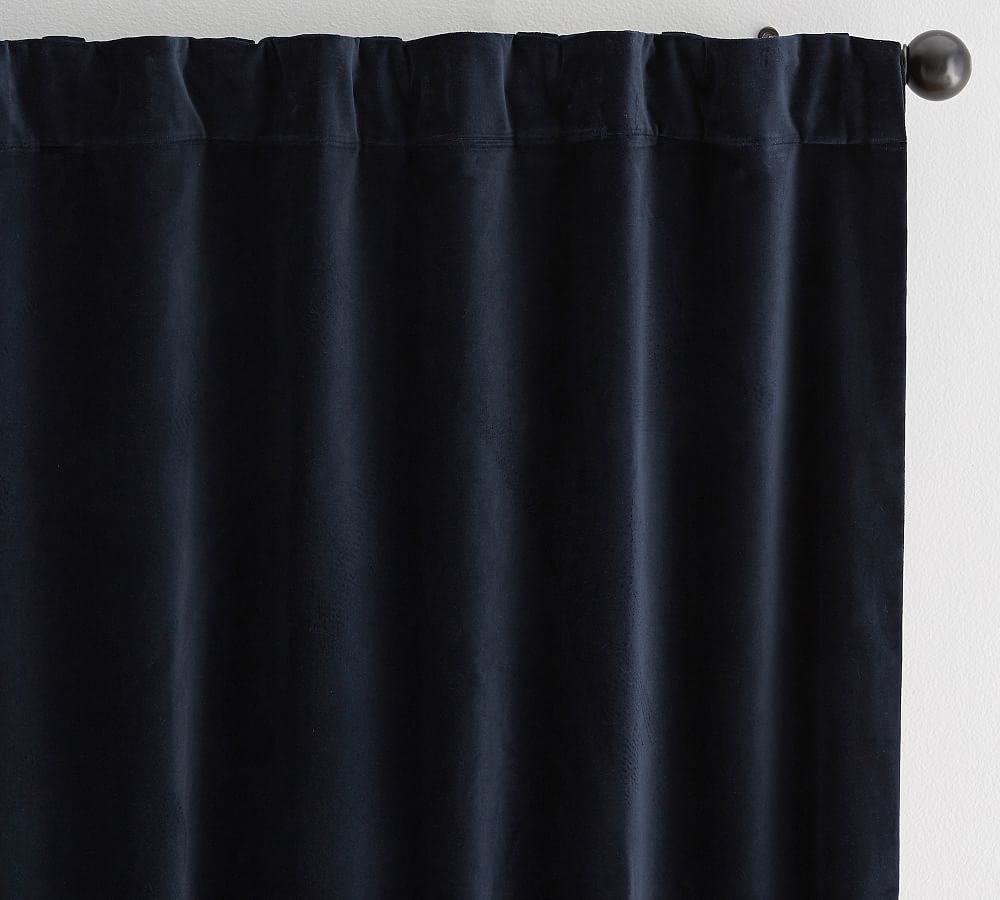 Velvet Twill Rod Pocket Curtain, 50 x 96"", Navy | Pottery Barn (US)