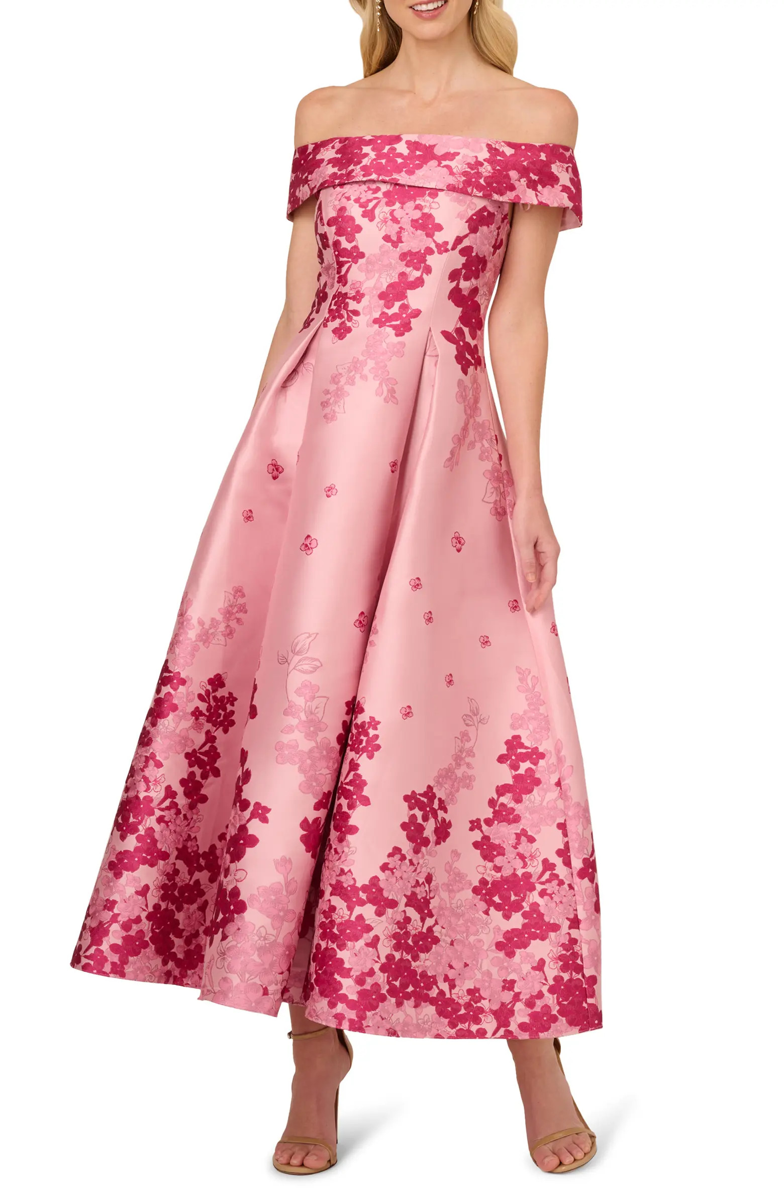 Floral Off the Shoulder Jacquard Gown | Nordstrom