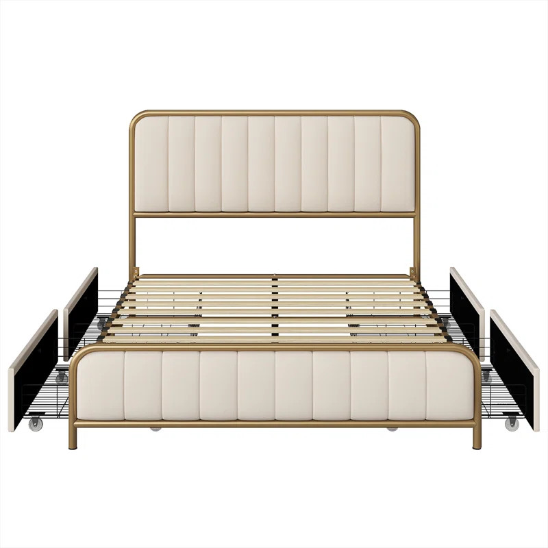 Shanta Upholstered Metal Platform Storage Bed | Wayfair North America
