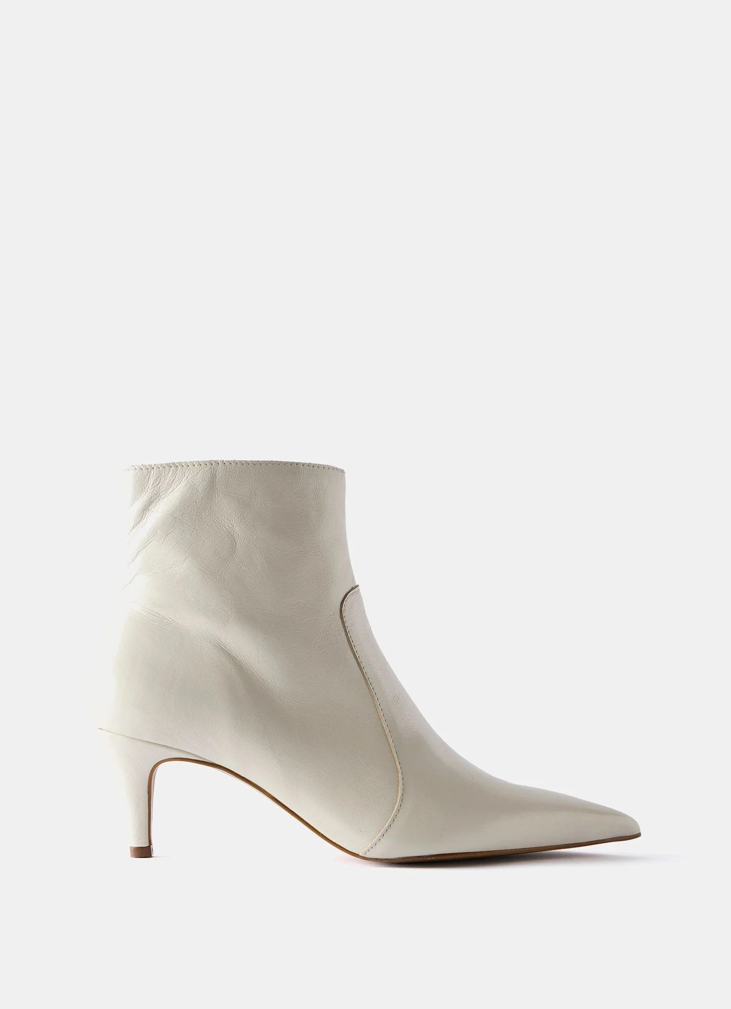 Kaia White Leather Kitten Heel Boots | Mint Velvet