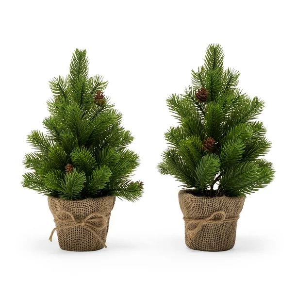 Belham Living 12 in. Artificial Christmas Tree wrapped in Burlap - Set of 2 | Walmart (US)