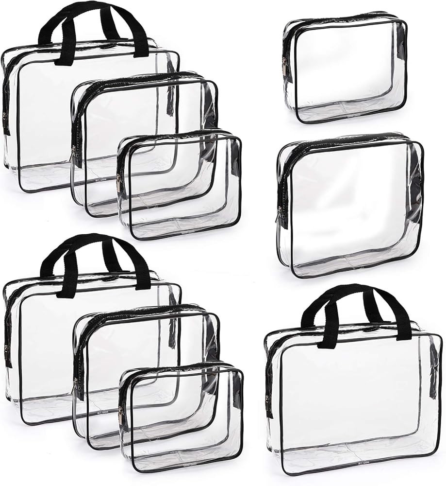 Hedume Set of 9 Clear Makeup Bags, TSA Approved Clear Toiletry Bag Set, Waterproof Clear PVC with... | Amazon (CA)