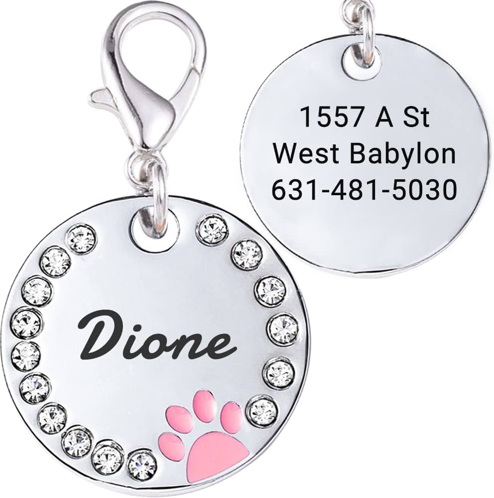 Personalized Pet ID Tags Glitter Rhinestone,Custom Cats and Dogs Tag Engraved with Pet Name and P... | Amazon (US)