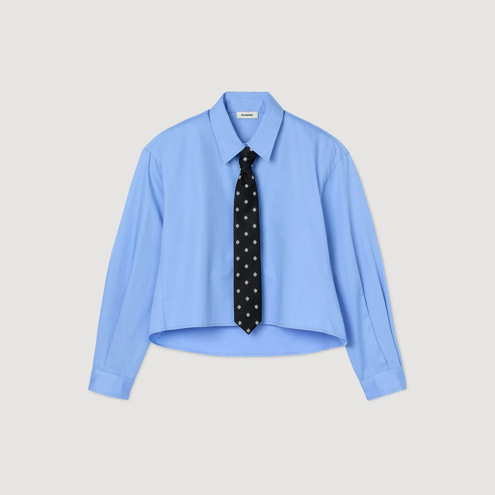 Cropped shirt with detachable tie | Sandro US | Sandro-Paris US