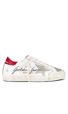 Golden Goose Super-Star Sneaker in White, Ice, Silver, & Red from Revolve.com | Revolve Clothing (Global)