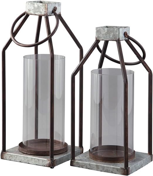 Signature Design by Ashley Diedrick Rustic Lantern Set of 2, Indoor and Outdoor, 19" & 17", Gray ... | Amazon (US)