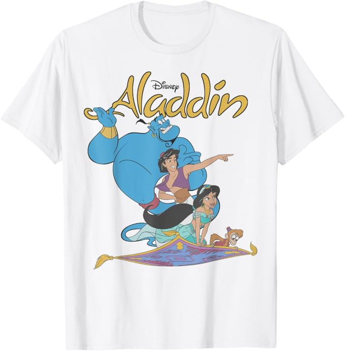 Disney Aladdin Vintage Group Shot Logo T-Shirt | Amazon (US)