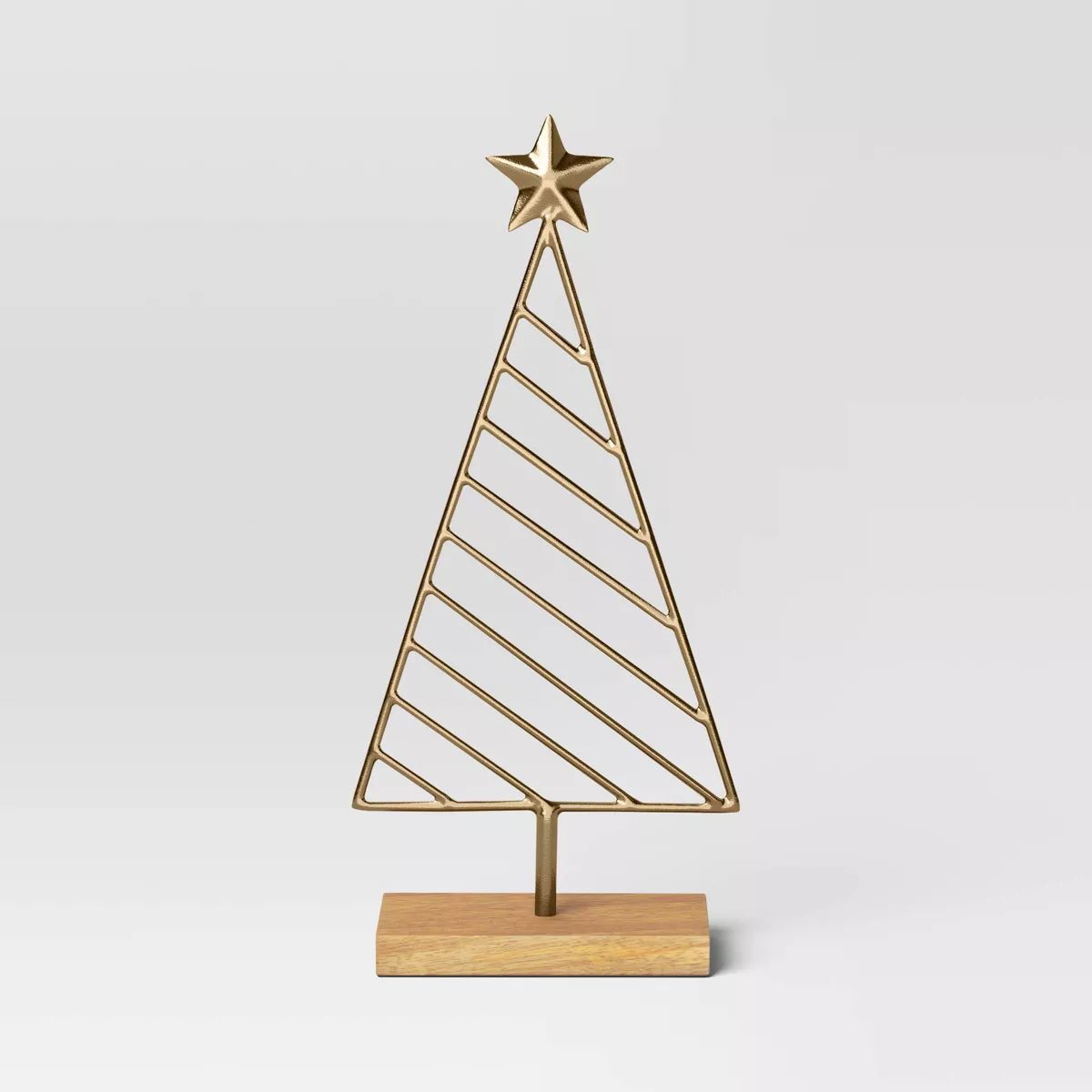 Metal Christmas Tree Figurine with Wood Base - Wondershop™ Gold | Target