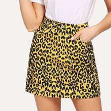 Pocket Front Leopard Print Skirt | SHEIN