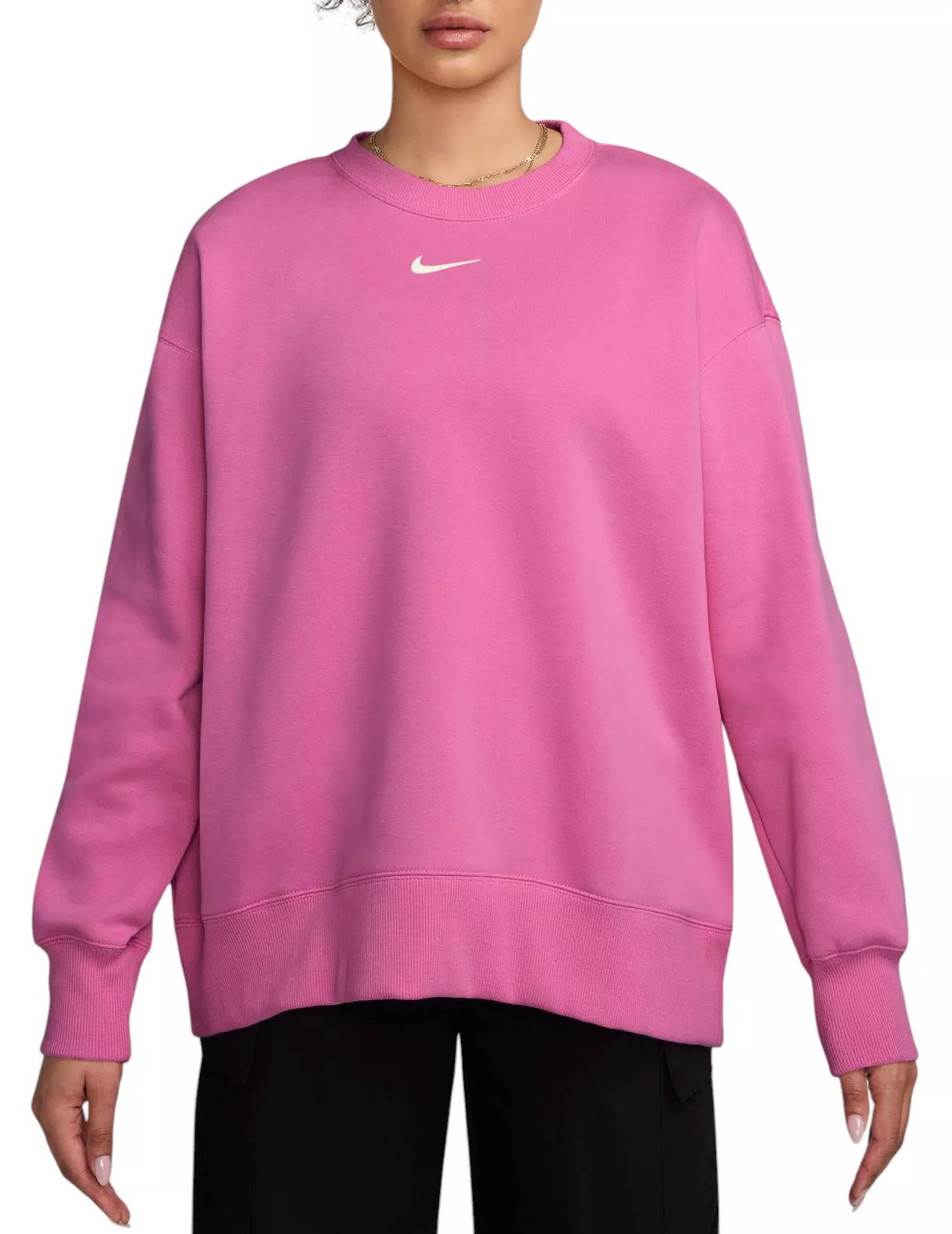 Nike Women's Sportswear Phoenix Fleece Oversized Crew-Neck Sweatshirt, Small, Playful Pink | DICK'S Sporting Goods