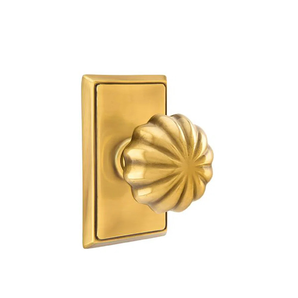 Emtek Privacy Knobset w/ Rectangular Rosette and Melon Knob | Wayfair North America