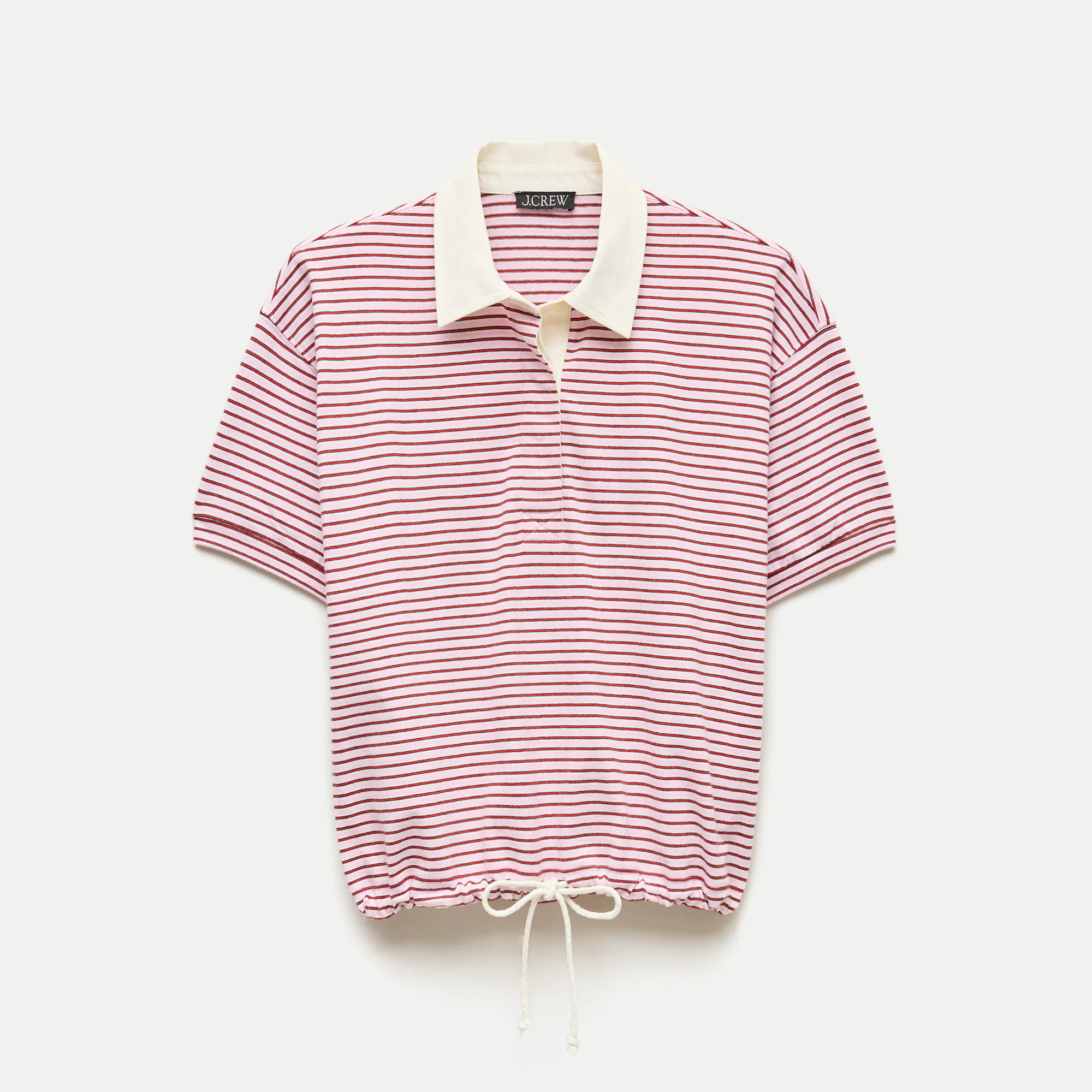 Boyfriend jersey drawstring-waist polo shirt in stripe | J. Crew US