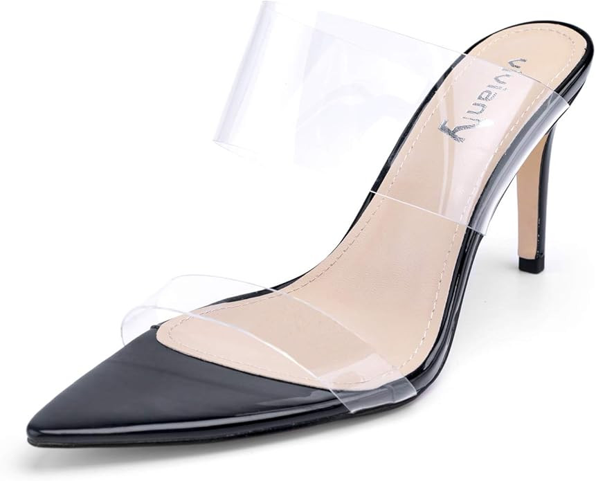 vivianly Clear Pointed Toe Sandals Stiletto Heels Transparent Strap High Heels Slip on Mules for ... | Amazon (US)