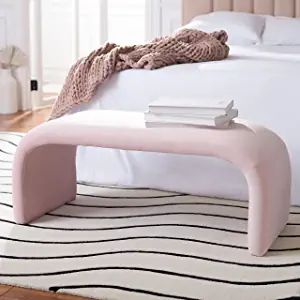 Safavieh Home Collection Tenko Modern Light Pink Velvet Bench (Fully Assembled) BCH1300C | Amazon (US)