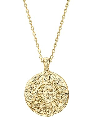 PAVOI 14K Gold Plated Engraved Coin Pendant | Byzantine Coin Necklace | Bohemian Necklace | Amazon (US)