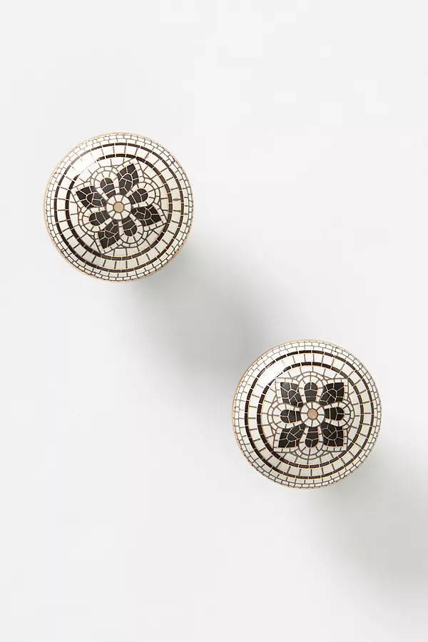 The Bistro Tile Stoneware Knobs, Set of 2 | Anthropologie (US)