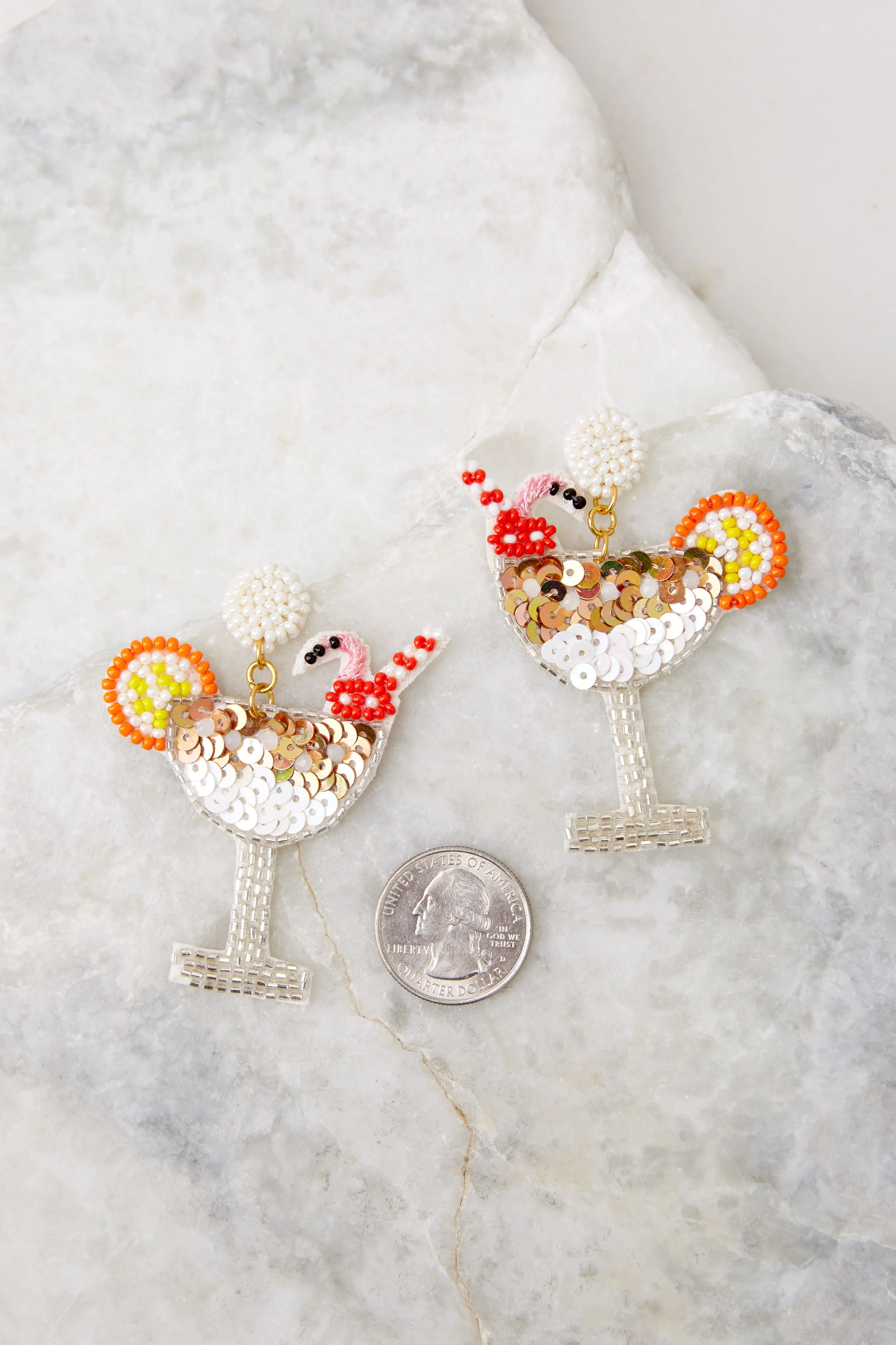 Sip By The Beach Silver Multi Beaded Earrings | Red Dress 