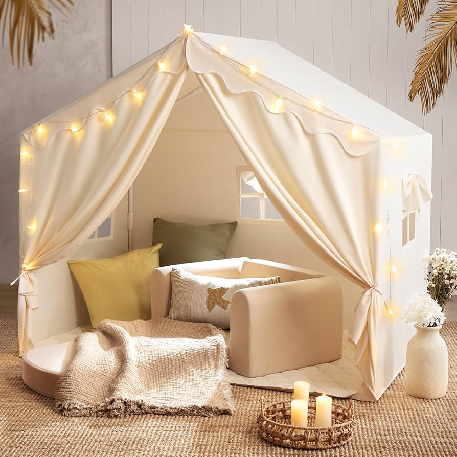 Tiny Land Kids Tent with Mat and Star Lights, Indoor Playhouse for Toddlers, 57"x36"x52" Large Re... | Amazon (US)