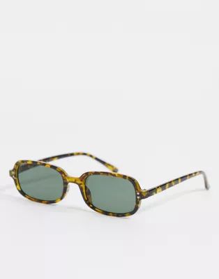 ASOS DESIGN square sunglasses in khaki tort with green lens | ASOS | ASOS (Global)