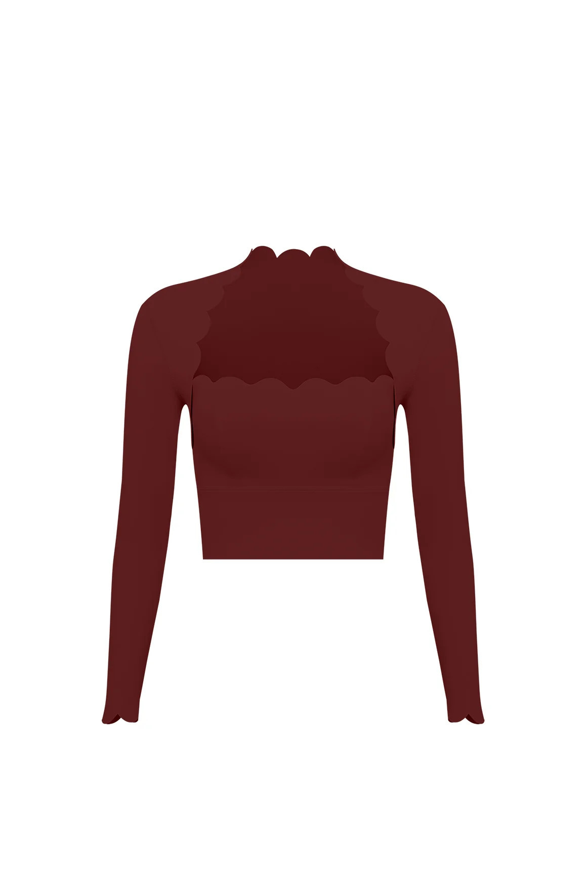 Scallop Cropped Long Sleeve Top | WISKIIACTIVE
