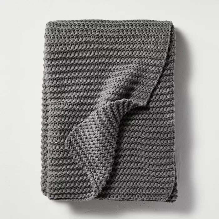 Chunky Knit Throw Blanket Dark Gray - Hearth & Hand™ with Magnolia | Target