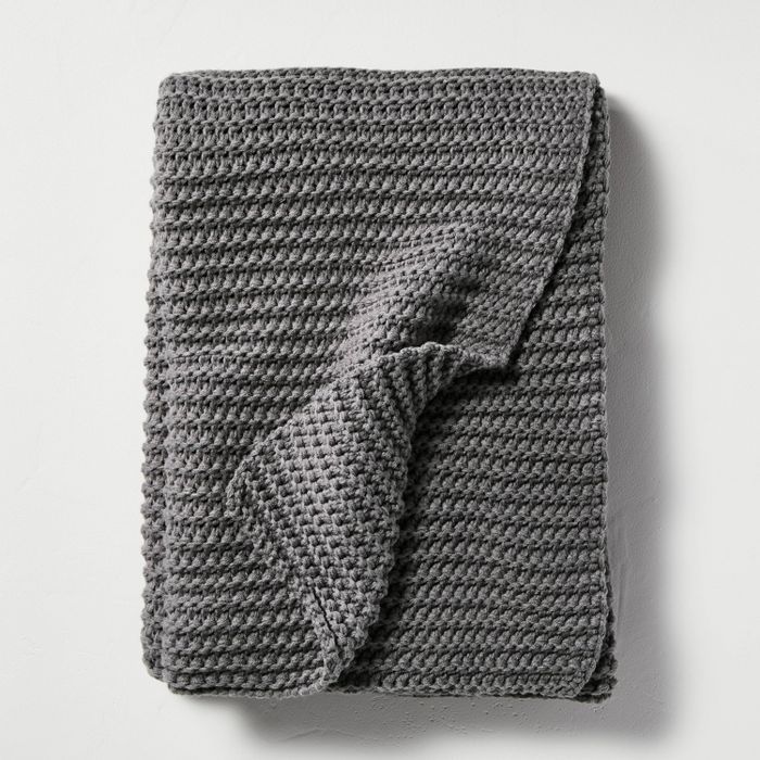 Chunky Knit Throw Blanket Dark Gray - Hearth &#38; Hand&#8482; with Magnolia | Target