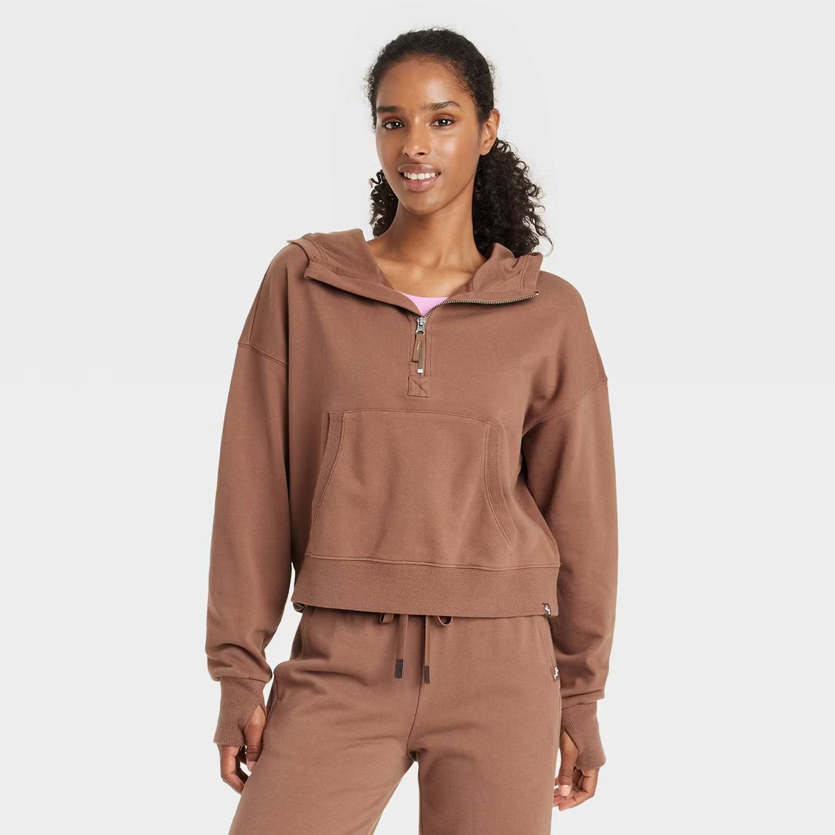 Women's French Terry 1/2 Zip Hooded Pullover Sweatshirt - JoyLab™ | Target