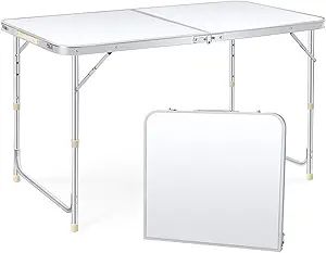 Coobi Folding Table 4 Foot,Portable Picnic Dining Camping Table Indoor Outdoor, Height Adjustable... | Amazon (US)