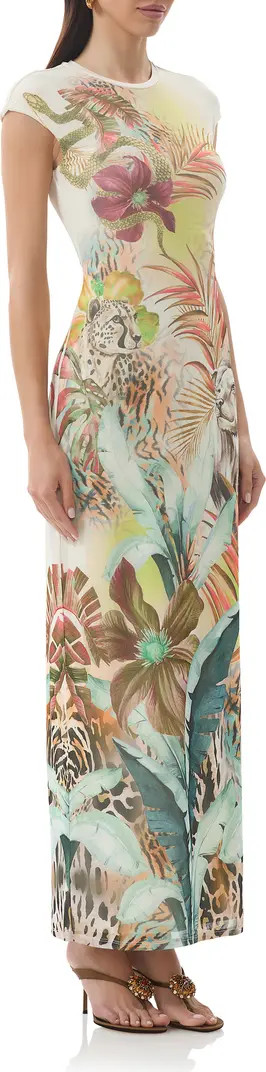 AFRM Cody Print Cap Sleeve Mesh Maxi Dress | Nordstrom | Nordstrom