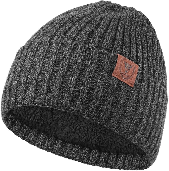 OZERO Knit Beanie Winter Hat, Thermal Thick Polar Fleece Snow Skull Cap for Men and Women | Amazon (US)