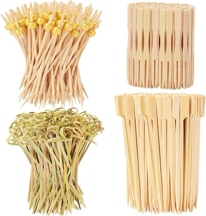 500PCS Cocktail Picks Kit, 4 Styles Fancy Toothpicks for Appetizers, 3 Sizes Long Bamboo Skewers,... | Amazon (US)