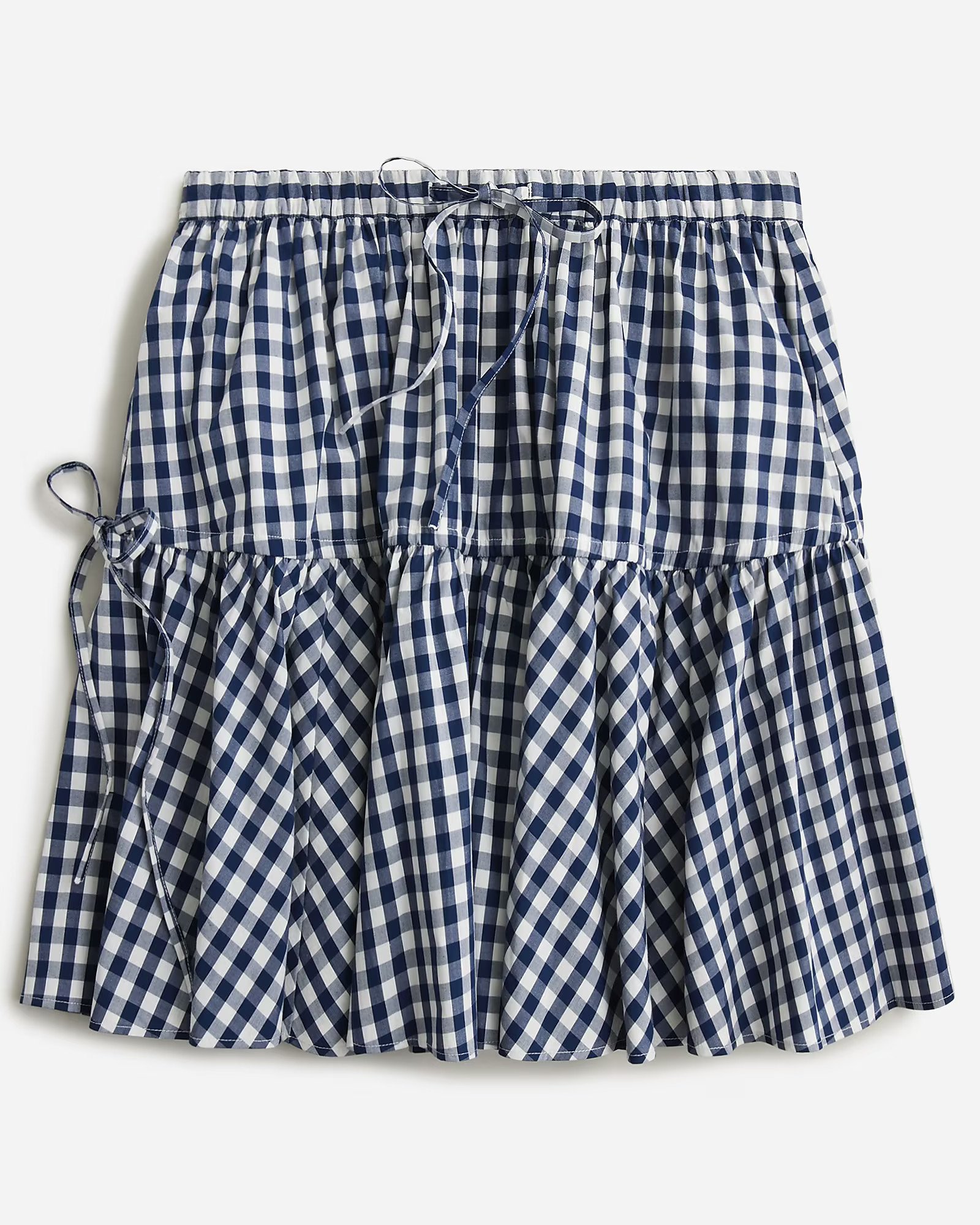 Tiered mini skirt in navy gingham | J. Crew US