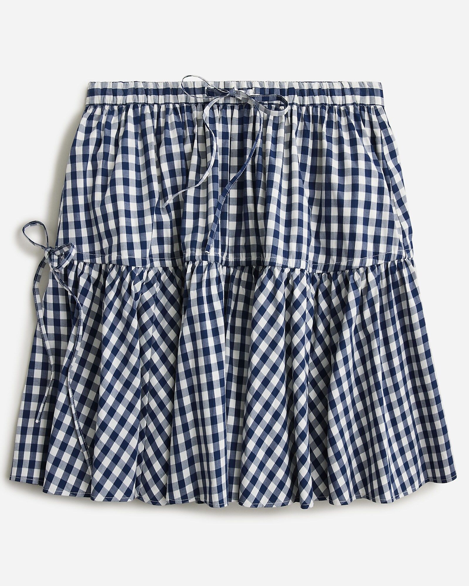 Tiered mini skirt in navy gingham | J.Crew US