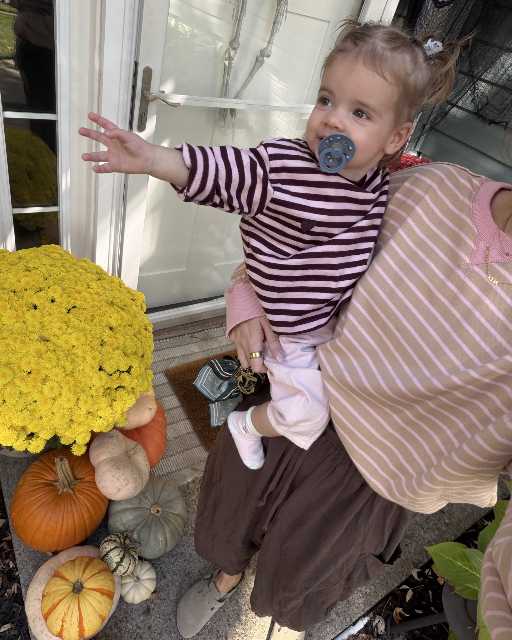 Had questions on Evelyn’s outfit — her shirt is so cute! Runs oversized naturally. She’s in a size 18 month! Love the stripes. Her barrel jeans were a clearance fine from Zara! 

Toddler girl outfits, toddler girl clothes, stripes for fall, pink and burgundy, babygirl 

#LTKHalloween #LTKSeasonal #LTKKids