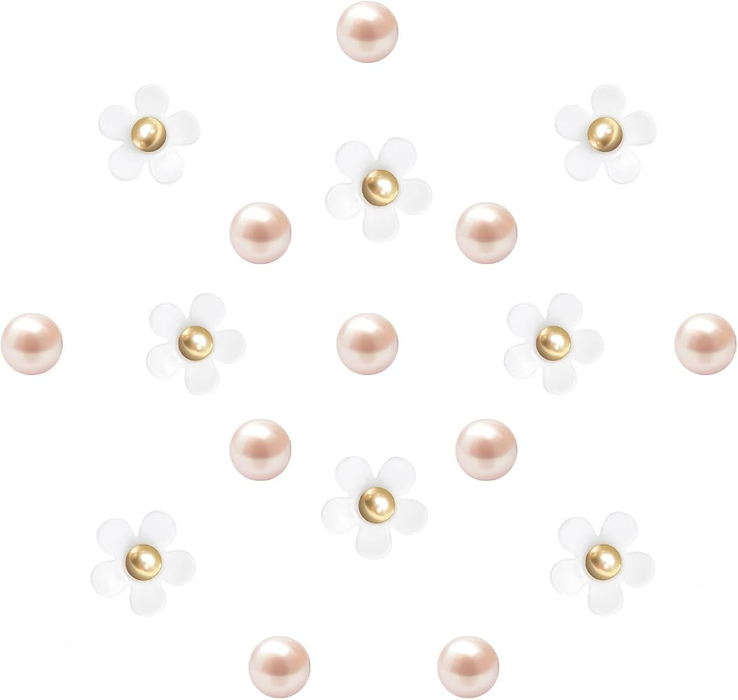 Ziigole Cute Flower Shoe Charms for Women, 18Pcs Acrylic Daisy Charms with Pearls Decoration for ... | Amazon (US)
