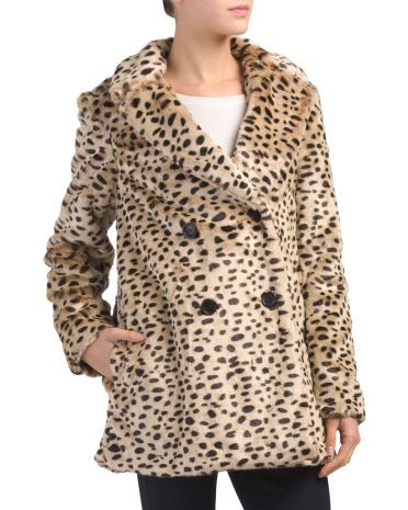 Leopard Print Faux Fur Peacoat | TJ Maxx