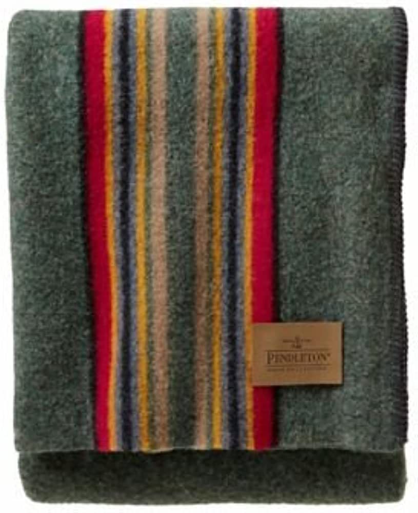 Pendleton Yakima Camp Wool Throw Blanket, Green Heather Mix, One Size | Amazon (US)