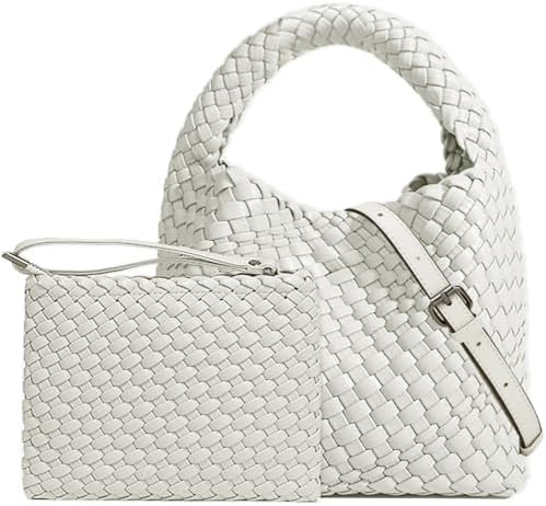 JINMANXUE Small Woven Bag for Women Cute Hobo Tote Handbag Mini Clutch Purse Vegan Leather Crossb... | Amazon (US)