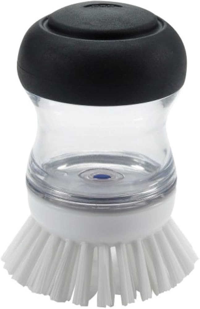 OXO Good Grips Soap Dispensing Palm Brush, Black/Clear/White | Amazon (US)